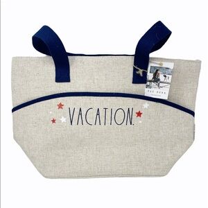 RAE DUNN Linen Patriotic VACATION Insulated Tote